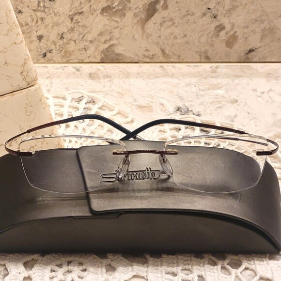 SILHOUETTE EYEGLASSES FRAMES 7581 40 6062 TITAN RIMLESS FLEX ARMS AUSTRIA & CASE - Picture 2 of 14